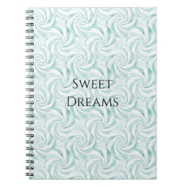 Aqua Mint White Swirls Anteckningsbok