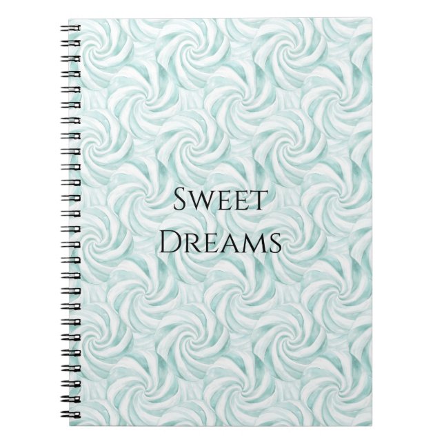 Aqua Mint White Swirls Anteckningsbok (Framsidan)