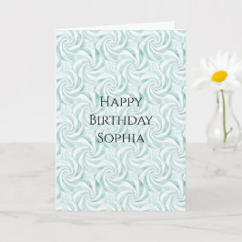 Aqua Mint White Swirls Birthday Kort