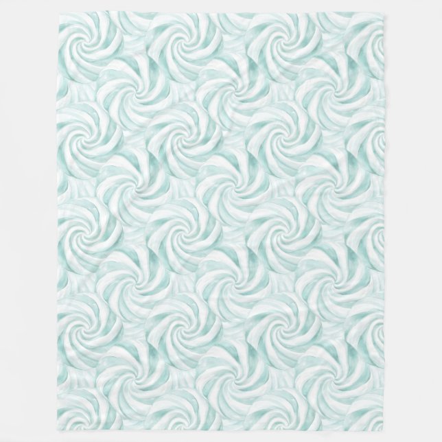 Aqua Mint White Swirls jul Fleecefilt (Framsidan)