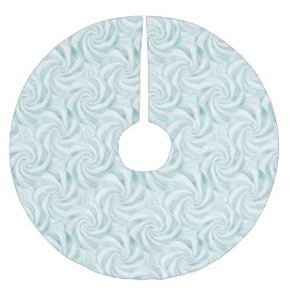 Aqua Mint White Swirls jul Julgransmatta Borstad Polyester
