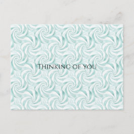 Aqua Mint White Swirls Thinking Vykort