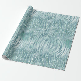 Aqua Mint Zebra tryck Confetti Glitter Presentpapper