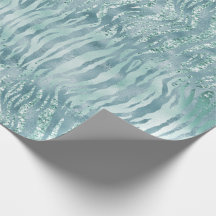 Aqua Mint Zebra tryck Confetti Glitter