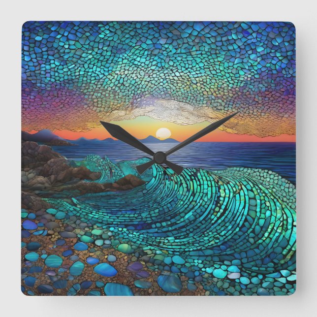 Aqua Mirage Fyrkantig Klocka (Framsida)