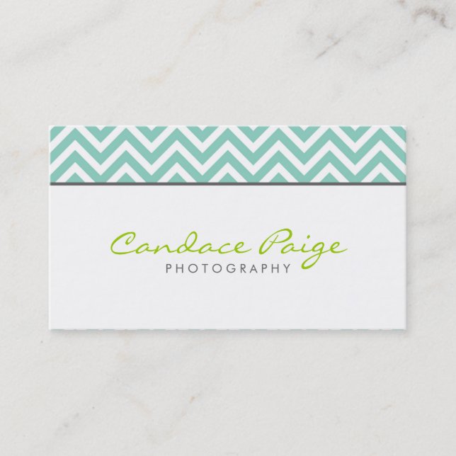 Aqua Modern Chevron Rand Visitkort (Framsida)
