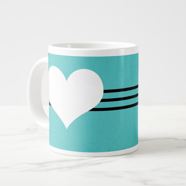 Aqua Modern Heart Jumbo Mugg (Framsida vänster)