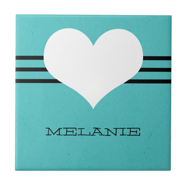 Aqua Modern Heart Tile Kakelplatta (Framsidan)