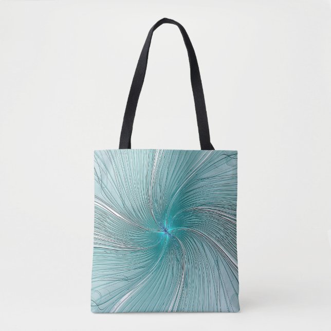 Aqua Modern String Blomma Tote Tygkasse (Framsida)