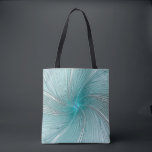 Aqua Modern String Flower Tote Tygkasse<br><div class="desc">Aqua modern flower resembling a string flower swirling around a star cdenter</div>