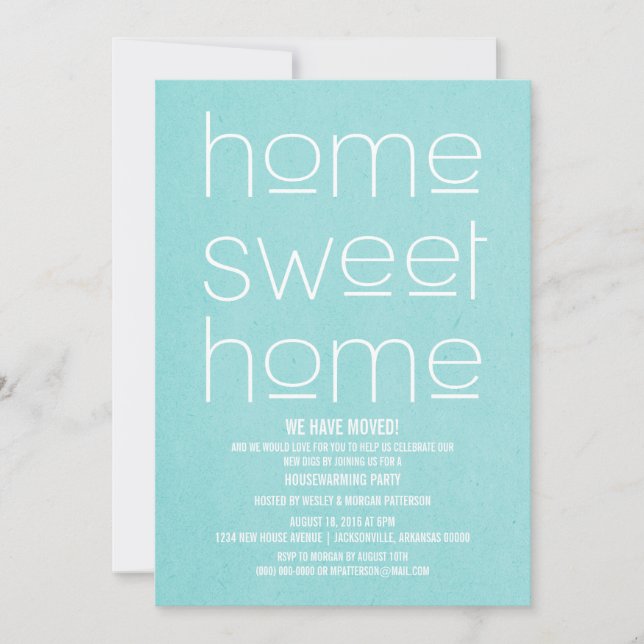 Aqua Modern Sweet Hemmet Party Inbjudningar (Framsida)
