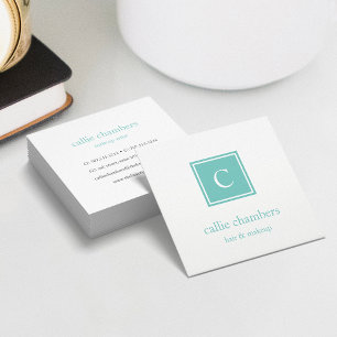 Aqua Monogram Fyrkantigt Visitkort