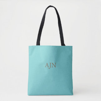 Aqua Monogrammed Tote Bag Tygkasse