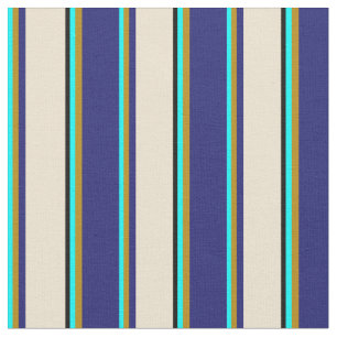 Aqua, Mörk Goldenrod, Midnight Blue, Beige & Black Tyg