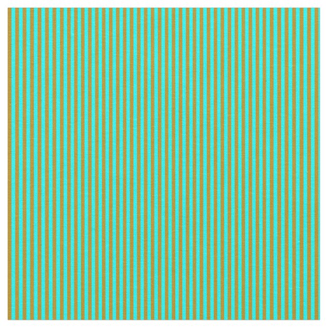 Aqua & Mörk Goldenrod Stripe Mönster Tyg (Närbild)