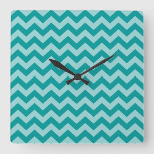 Aqua Moroccan Moods Chevrons Fyrkantig Klocka