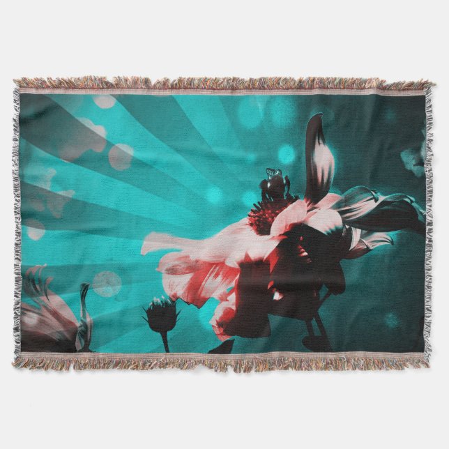 Aqua N Rosa Solros Rays Throw Blanket Mysfilt (Framsidan)