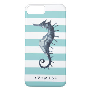 Aqua Nautical Seahorse personlig monogram