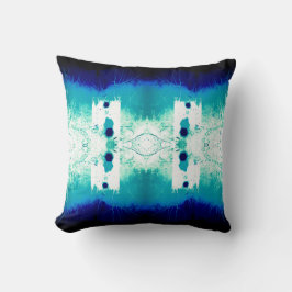 Aqua Navy White Mediterranean Symmetrical Mosaic Kudde