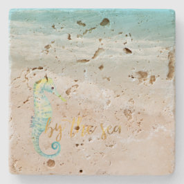 Aqua Ocean Beach Vibes Seahorse Stenunderlägg