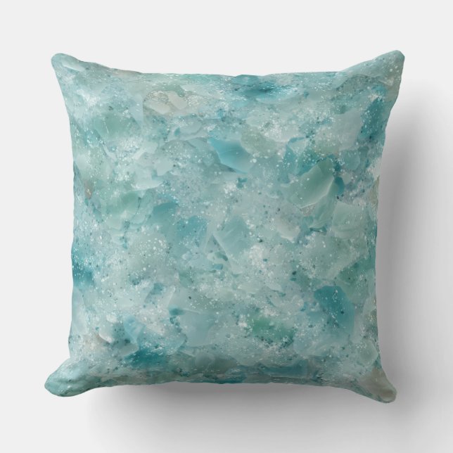 Aqua ocean crystals Throw Pillow Kudde (Framsida)