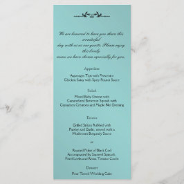Aqua och Black Elegant bröllop Menu Meny