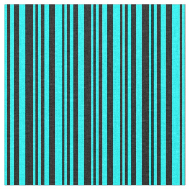 Aqua och Black Rand Tyg (Närbild)