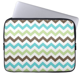 Aqua och Brown Zig Zag Chevrons Mönster Laptop Fodral