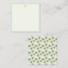 Aqua och Cream Tropical Handflatan Träd Monogram Anteckningskort