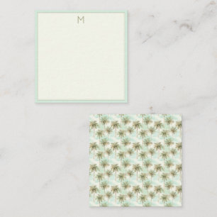 Aqua och Cream Tropical Handflatan Träd Monogram Anteckningskort
