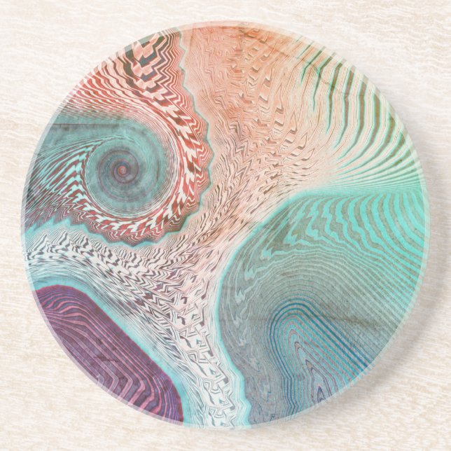 Aqua och Eggplant och Taupe Oceanic Swirls Underlägg (Framsidan)