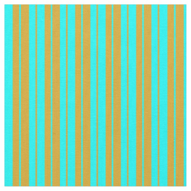 Aqua och Goldenrod Lining/Stripe Mönster Tyg (Närbild)