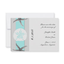 Aqua och Grått Band Starfish Spara datum