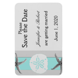 Aqua och Grått Band Starfish Spara datum Magnet