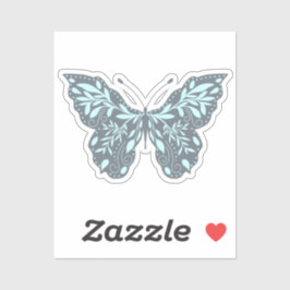 Aqua och Grått Botanical Butterfly Klistermärken
