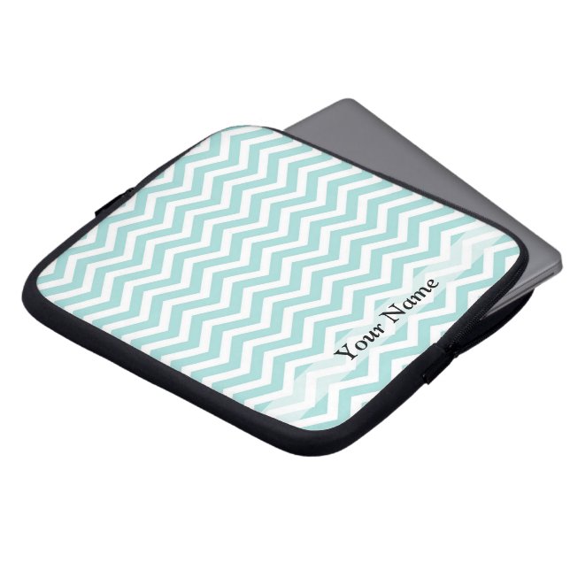 Aqua och grått chevron mönster laptop sleeve (Framsida topp)