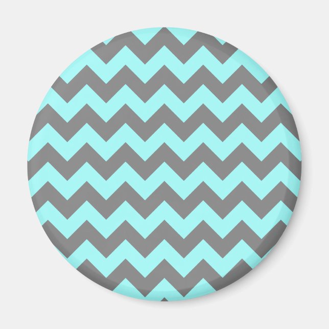 Aqua och Grått Zigzag Magnet (Framsidan)