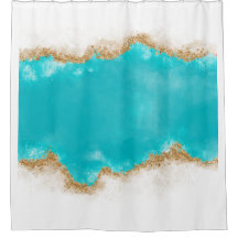 Aqua och Guld Glitter Bathroom