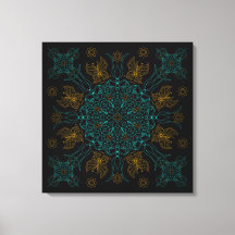 Aqua och guld mandala konst