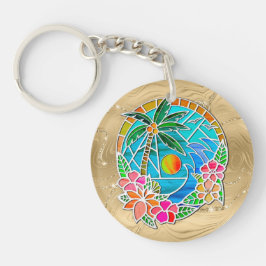 Aqua och Guld Oceanen Handflatan Träd, sommarlands