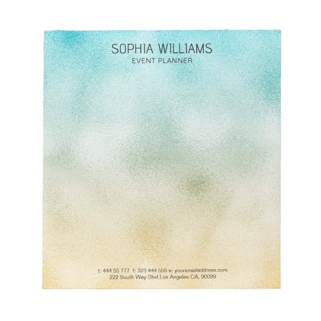 Aqua och Guld Ombre Foil Anteckningsblock (Framsida)