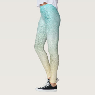 Aqua och Guld Ombre Foil Leggings