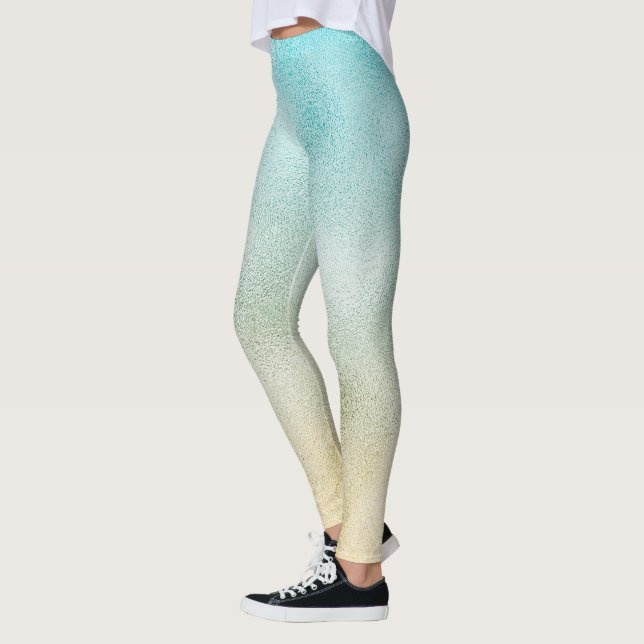 Aqua och Guld Ombre Foil Leggings (Vänster)