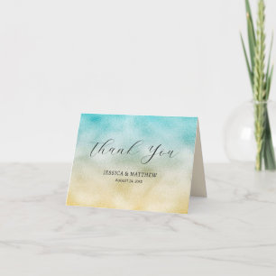 Aqua och Guld Ombre Foil Tack Kort