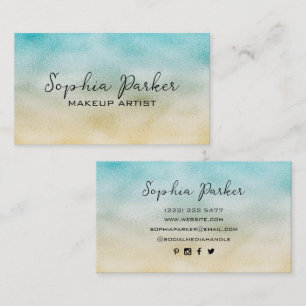 Aqua och Guld Ombre Foil Visitkort