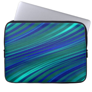Aqua och kungliga blått vågigt randar laptop sleeve