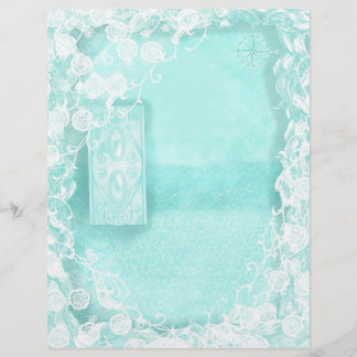 Aqua och Lace Junk Journal Brevhuvud