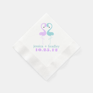 Aqua och Lavender Flamingos Beach Wedding Pappersservett