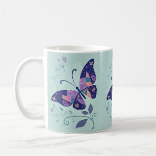 Aqua och Lila Butterfly Kaffemugg
