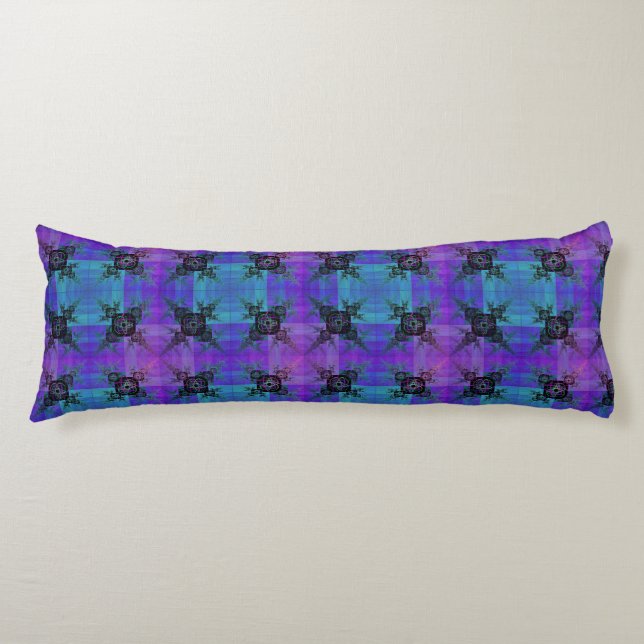 Aqua och Lilac Fractal Joy Body Pillow Kroppskudde (Framsidan)